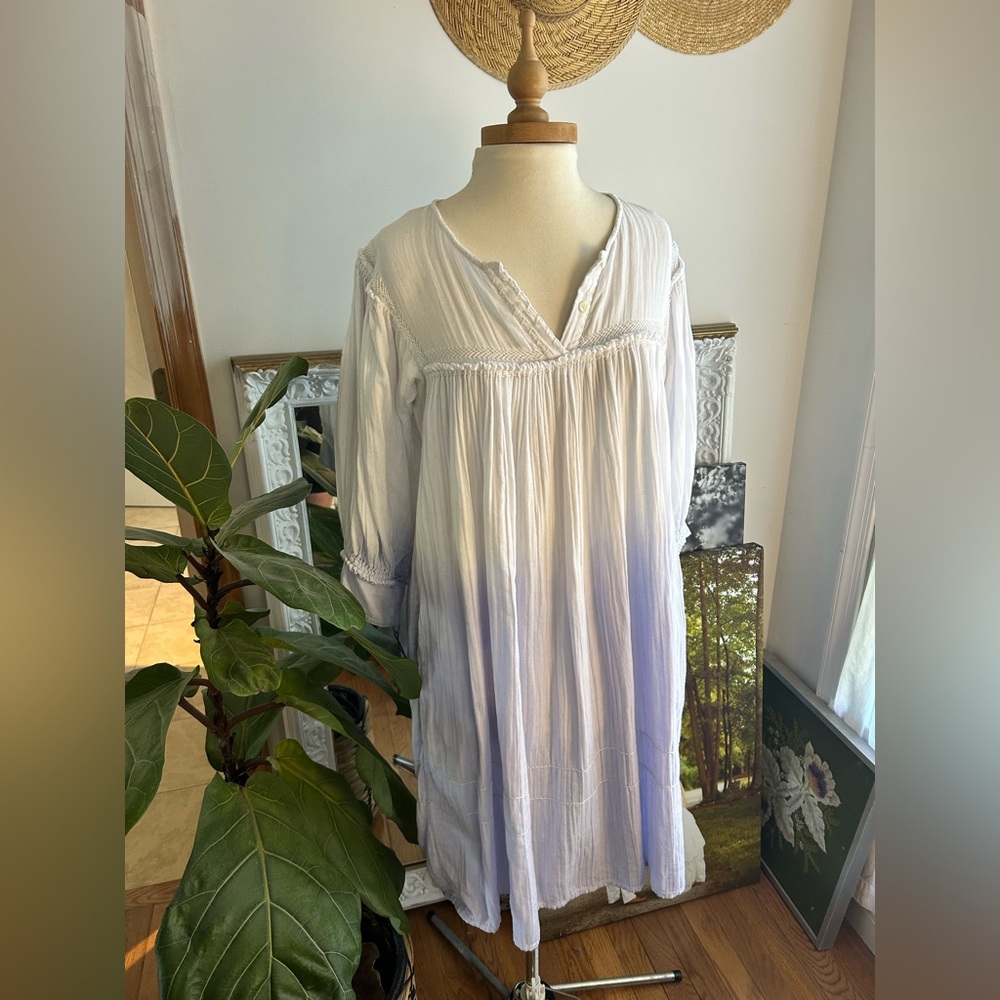 VOLOSHIN Ombré Deepa Tunic white and blue/purple Bohemian Tunic Dress
